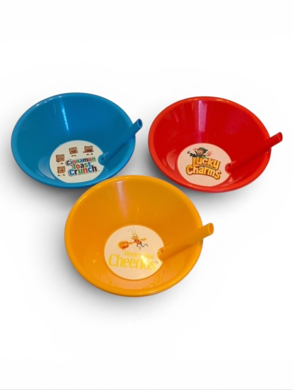 Nostalgia Vintage General Mills Cereal Bowls with Built-in Straws - Set of 3
